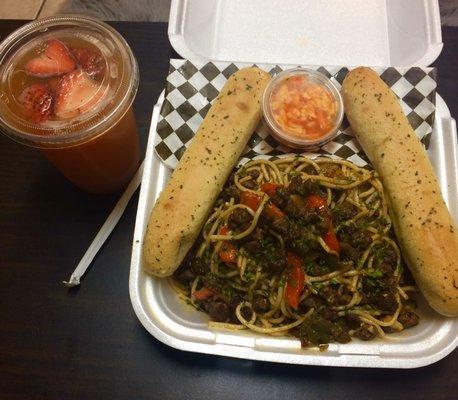 Vegan Spaghetti/ Garlic bread