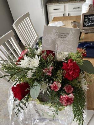 Floral Arrangement in Wooden Box