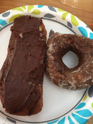 Filled chocolate bar and chocolate cake glazed