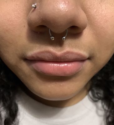 Hope y'all like this nose piercing Igor to do on my sister, along with this septum, thanks for watching.