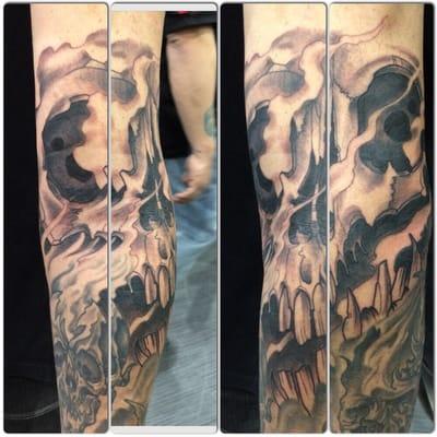 Freehand wacky skull by Dominick Cioffi.