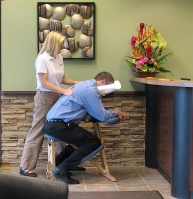 We do Chair Massages at Lavida Massage of Plymouth,Mi