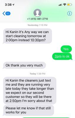 (1/3) Rescheduled last minute, Cancelled apt 1+ hr after they were to arrive, called me rude.