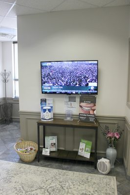 Enjoy cable TV and various magazines during your short wait in our lobby