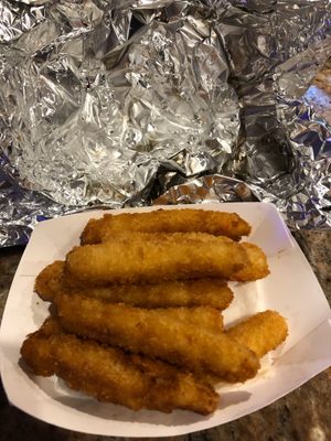 "Calamari in stick form"...AKA fish sticks...