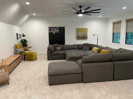 Teen bonus room designed, and materials provided and installed by Hamilton Rae, LLC