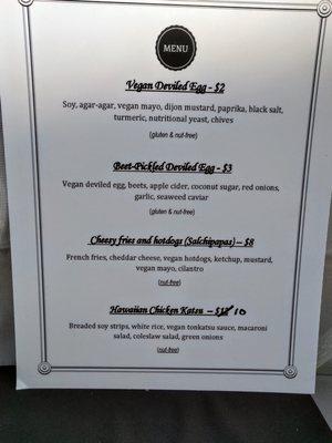 The menu from Vegan Faire in Anaheim, July 22, 2017.