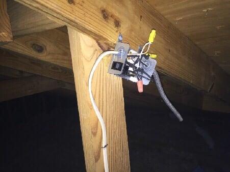 Exposed wiring in attic were most home owners don't check.