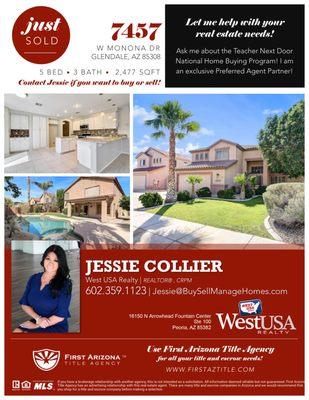 SOLD - 7457 W Monona Dr Glendale AZ 85308