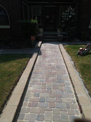 Paver walkway and retaining wall