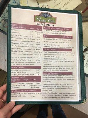 Drink menu