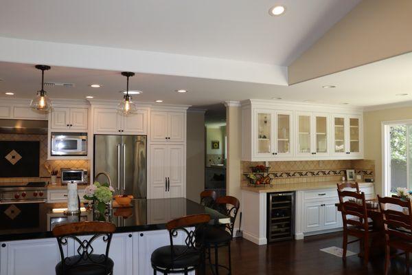 During this partial kitchen and interior remodel in Newport Beach, we removed an interior fireplace and interior walls.