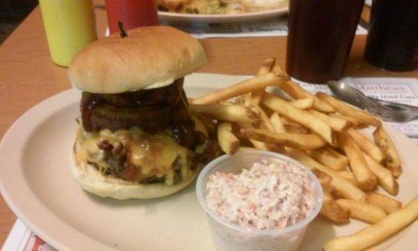 The absolutely glorious 1/2 lb Western burger I inhaled @ Memas in Tioga, PA.