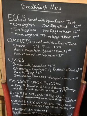 The breakfast menu.