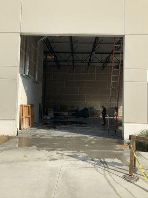 16x16' opening in tilt up concrete building.