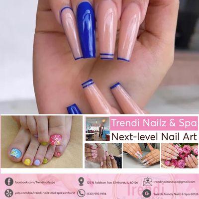 Trendi nailz is always yours to feel happy! Find us at 125 N Addison Ave, Elmhurst, IL 60126. Contact us at (630) 993 1994.