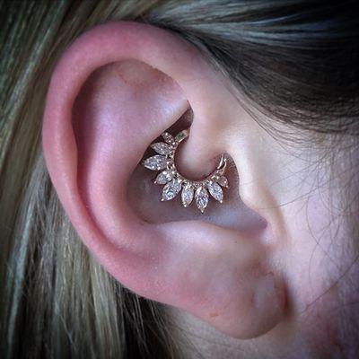 Daith Piercing w/ 14k Rose Gold & Diamonds.