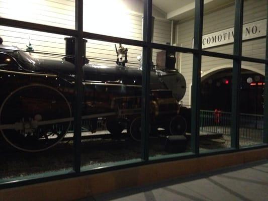 Train in parking structure as part of the visitors center