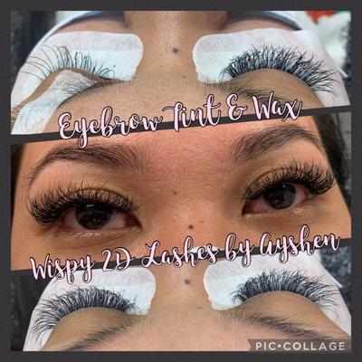 $160 - Wispy 2D D curl flirt style 9-13mm  $30 - Eyebrow tint & wax