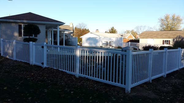 4' High White Vinyl Picket Fence