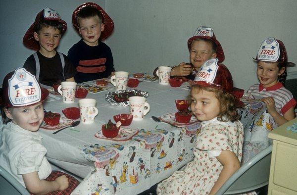 This me with my little friends, at my 5th birthday party, during the year that I attended Gesell Institute.  - - -Tom Brody