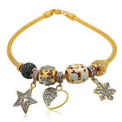 14K solid gold charm bracelet, perfect gift for the Holidays! Order now!  https://shinjewelers.com/14k-yellow-gold-7-25-bead-with-cz-charms-