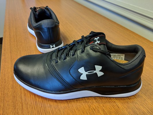 UA Performance SL Leather golf shoes. $119.77 after taxes and shipping. Original retail price before taxes and shipping: $150.00.