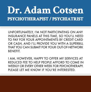 Insurance information | Dr. Adam Cotsen - Los Angeles, CA