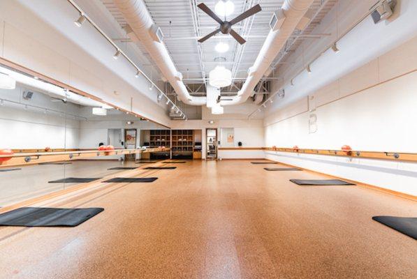 Bright open space with plenty of barre stations