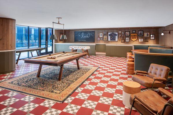 community game room with billiards