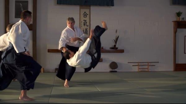 Aikido Centers of NJ-Paterson Chief Instructor Greg O'Connor demonstrating Aikido against a multiple attack for an upcoming film documentary