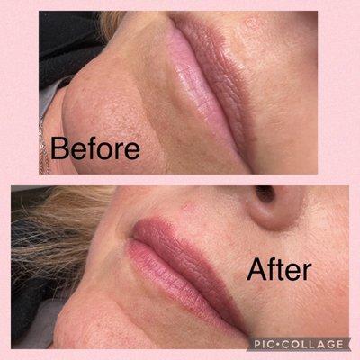 Lip Blush tattoo before & after