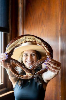 Giant pretzel for $12, or only 8 on Happy Hour.