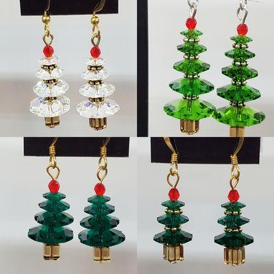 Crystal Christmas tree earrings