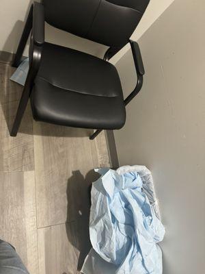 First patient, dirty, disgusting changing area!