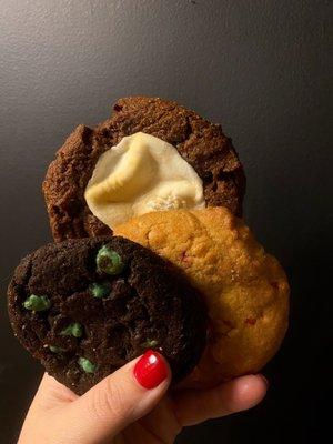 Double Chocolate Mint Cookie, Candy Cane, hot cocoa.