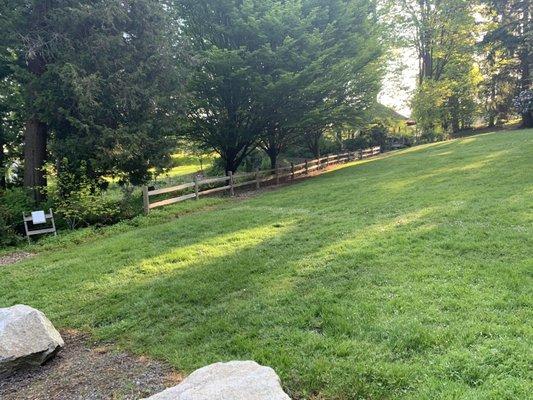 Restoration area on the left leading up to the gazebo.