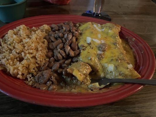 Beef enchiladas with loads of beef and actually cooked and absolutely amazing!!!