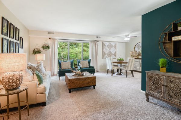 Huge living room area that looks into the dining room for an open floor plan