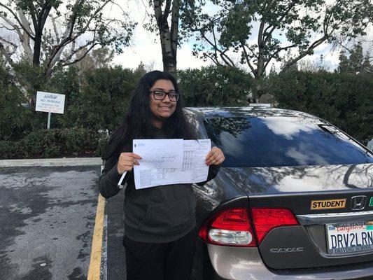 student learned from Cal State Driving school and passed drive test at Simi Valley DMV