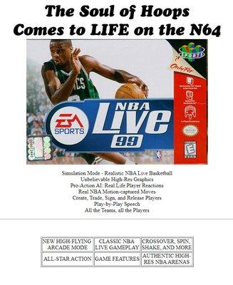 NBA Live 99 (Nintendo 64) web page from Player's Choice website. 1 of 2.