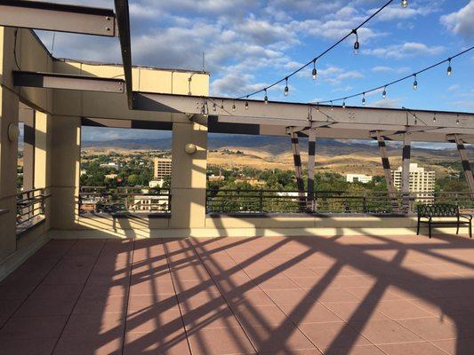 Patio During the Day with Bistro Lights