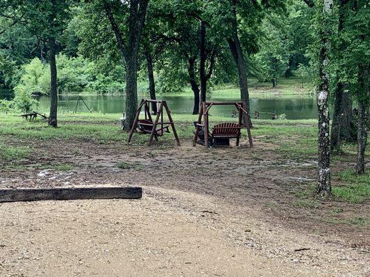 Seating near the pond