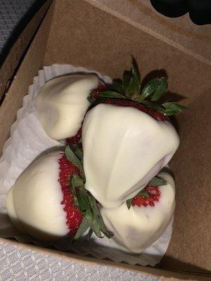 berries dipped in white chocolate!