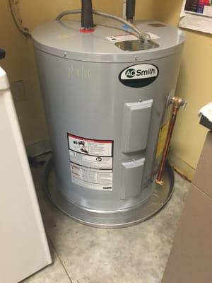 An electric water heater in a hair salon.