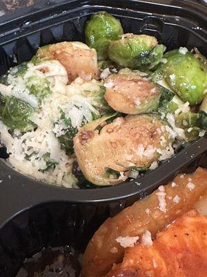 Roasted Brussels sprouts with Parmesan cheese.