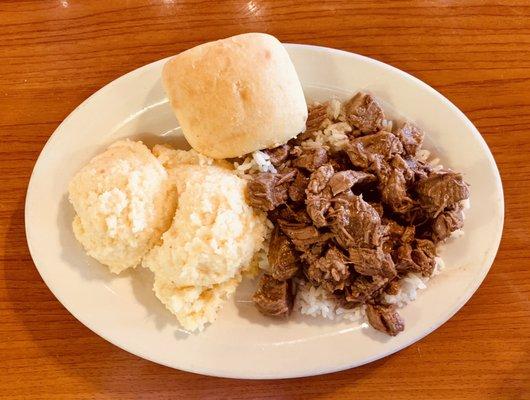 Beef Tips and Rice Plate