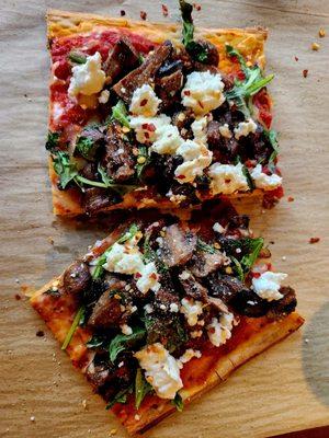 Mushroom Medley with additions: goat cheese, extra mushrooms, and basil. Absolutely divine!