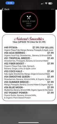 I noticed they have an established location in Perth Amboy.  This is a screen shot from menu of smoothies for Quick Stop in Perth Amboy.