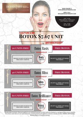 DERMA ART MedSpa Memberships! Botox made affordable.